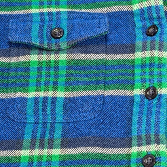 Patagonia Womens 2 Organic Cotton Flannel Plaid Button Down Shirt Blue Green - Picture 12 of 16